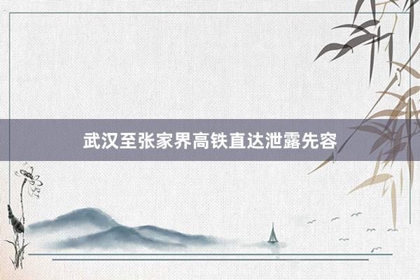 武汉至张家界高铁直达泄露先容